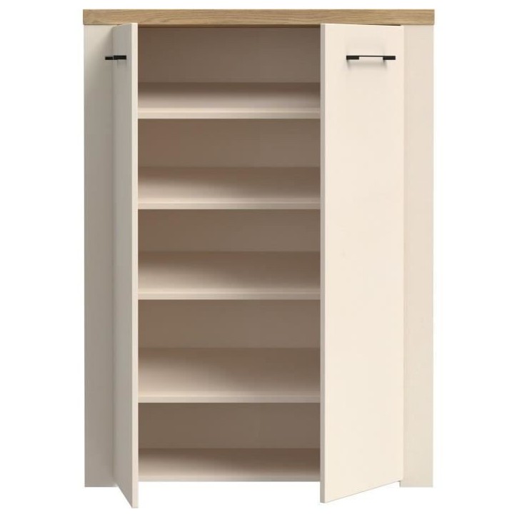 Armoire a chaussures - NELLEKE - Sable / Bois - 2 portes - 20 paires - 86,3 x 41,3 x 118,3 cm Armoire a chaussures - NELLEKE - Sable / Bois - 2 portes - 20 paires - 86,3 x 41,3 x 118,3 cm