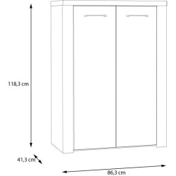 Armoire a chaussures - NELLEKE - Sable / Bois - 2 portes - 20 paires -