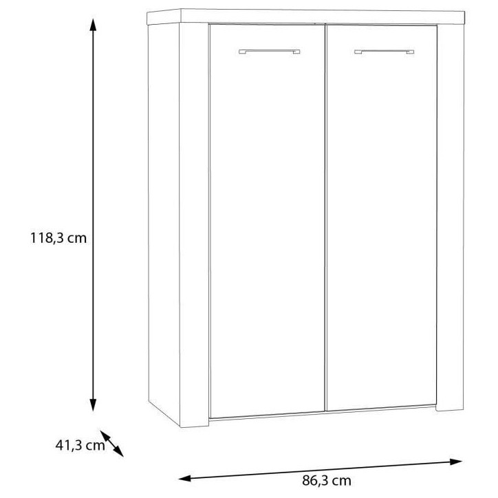 Armoire a chaussures - NELLEKE - Sable / Bois - 2 portes - 20 paires - 86,3 x 41,3 x 118,3 cm Armoire a chaussures - NELLEKE - Sable / Bois - 2 portes - 20 paires - 86,3 x 41,3 x 118,3 cm