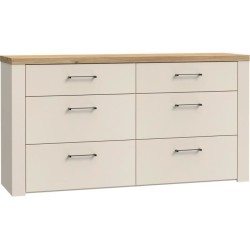Commode - NELLEKE - 6 tiroirs - Sable / Bois - L156,3 x P41,3 x H83,1
