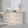 Commode - NELLEKE - 6 tiroirs - Sable / Bois - L156,3 x P41,3 x H83,1