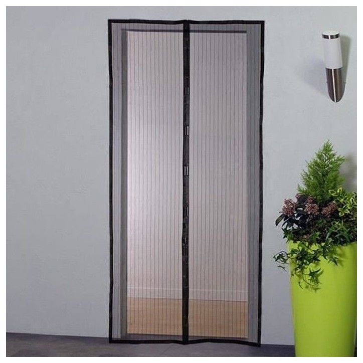 Moustiquaire rideau pour porte magnétique - H220 cm x L100 cm - Polyester noir