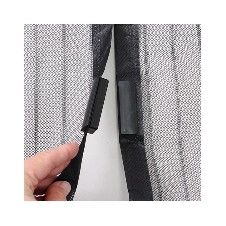 Moustiquaire rideau pour porte magnétique - H220 cm x L100 cm - Polyester noir