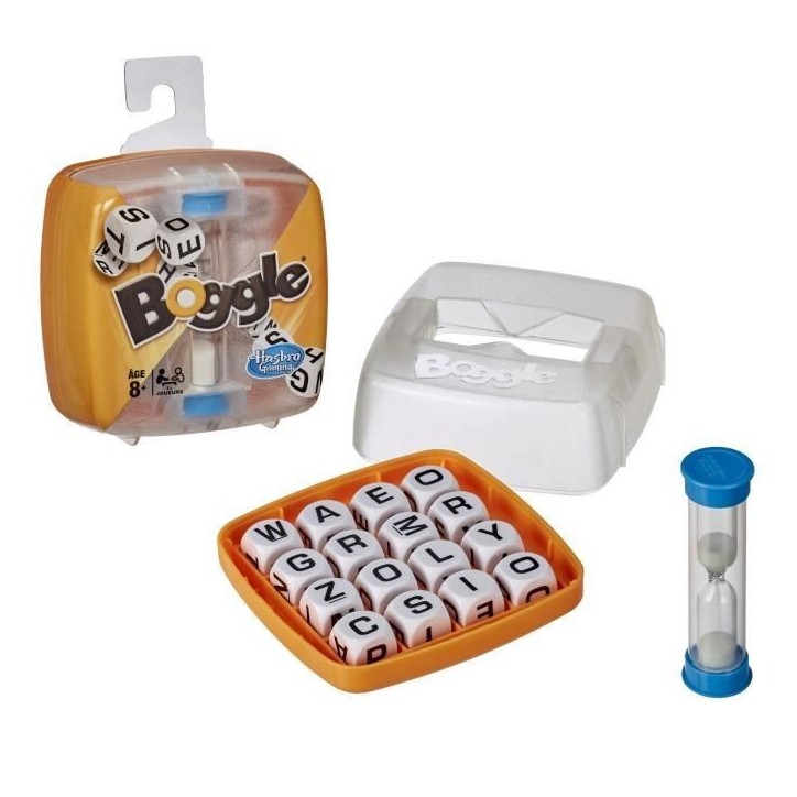 Boggle, Jeu de société de voyage, Jeu de réflexion rapide pour petits et grands, Hasbro Gaming, Des 8 ans Boggle, Jeu de société de voyage, Jeu de réflexion rapide pour petits et grands, Hasbro Gaming, Des 8 ans
