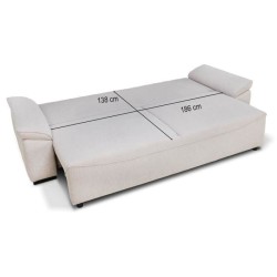 Canapé convertible avec coffre - 3 a 4 places - NORMAN - Tissu beige