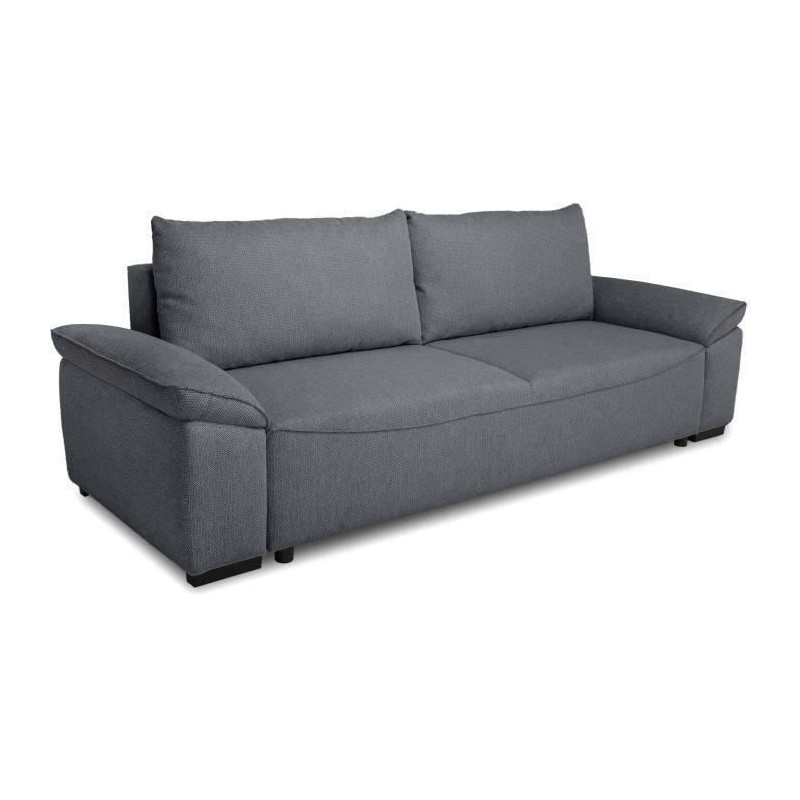 Canapé convertible avec coffre - 3 a 4 places - NORMAN - Tissu anthra Canapé convertible avec coffre - 3 a 4 places - NORMAN - Tissu anthra