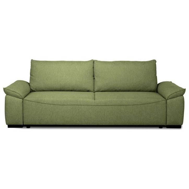 Canapé convertible avec coffre - 3 a 4 places - NORMAN - Tissu olive - 240 x 85 x 85 cm Canapé convertible avec coffre - 3 a 4 places - NORMAN - Tissu olive - 240 x 85 x 85 cm