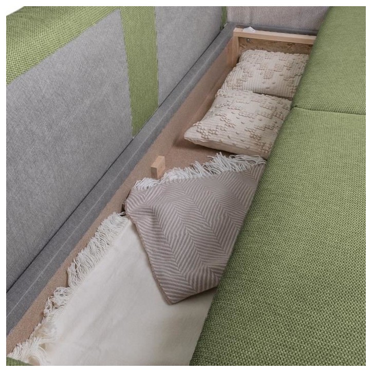 Canapé convertible avec coffre - 3 a 4 places - NORMAN - Tissu olive - 240 x 85 x 85 cm Canapé convertible avec coffre - 3 a 4 places - NORMAN - Tissu olive - 240 x 85 x 85 cm