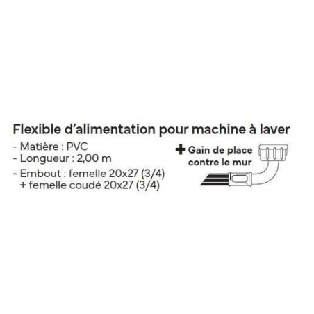 Flexible d'alimentation pour machine a laver - NOVOBAIN - 2 m