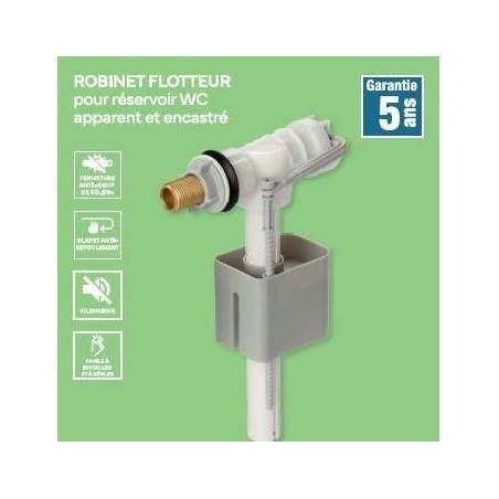 Robinet flotteur latéral pour réservoir WC - NOVOBAIN - Embout en laiton