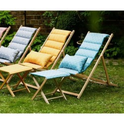 JARDIN PRIVE Chilienne matelassée Danemark blue structure en bois mas