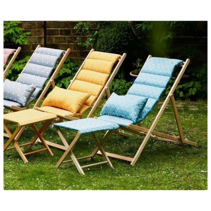 JARDIN PRIVE Chilienne matelassée Danemark blue structure en bois massif JARDIN PRIVE Chilienne matelassée Danemark blue structure en bois massif