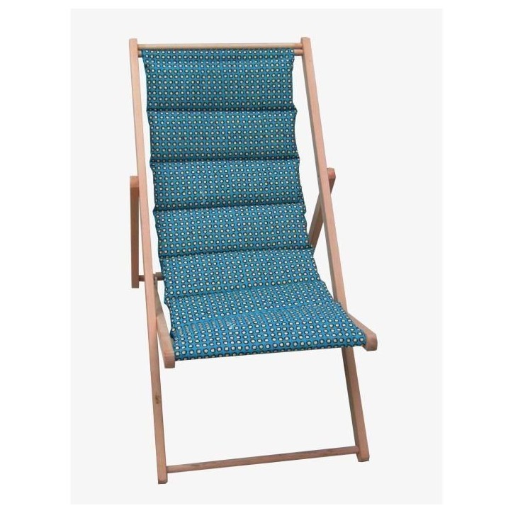JARDIN PRIVE Chilienne matelassée Douala - Toile amovible - Structure en bois - Bleu canard JARDIN PRIVE Chilienne matelassée Douala - Toile amovible - Structure en bois - Bleu canard