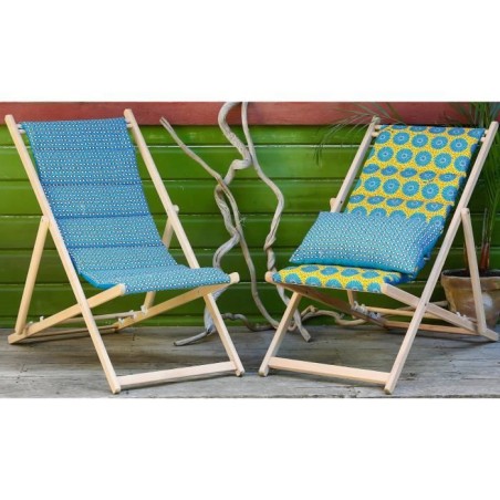 JARDIN PRIVE Chilienne matelassée Douala - Toile amovible - Structure en bois - Bleu canard