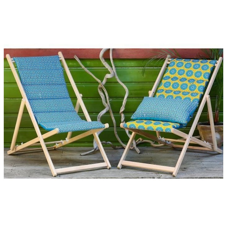JARDIN PRIVE Chilienne matelassée Douala - Toile amovible - Structure en bois - Bleu canard JARDIN PRIVE Chilienne matelassée Douala - Toile amovible - Structure en bois - Bleu canard