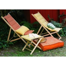 JARDIN PRIVE Chilienne matelassée en bois Helsinki poterie - Toile am