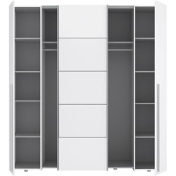 Armoire NARAGO - Décor Blanc mat - 2 portes coulissantes + 2 portes b