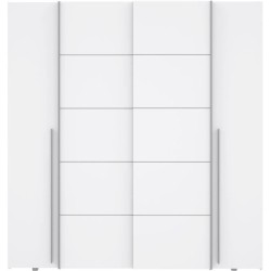 Armoire NARAGO - Décor Blanc mat - 2 portes coulissantes + 2 portes b