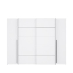 Armoire - Blanc mat - 2 portes battantes + 2 portes coulissantes - L 2