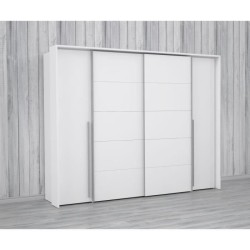 Armoire - Blanc mat - 2 portes battantes + 2 portes coulissantes - L 2