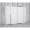 Armoire - Blanc mat - 2 portes battantes + 2 portes coulissantes - L 2