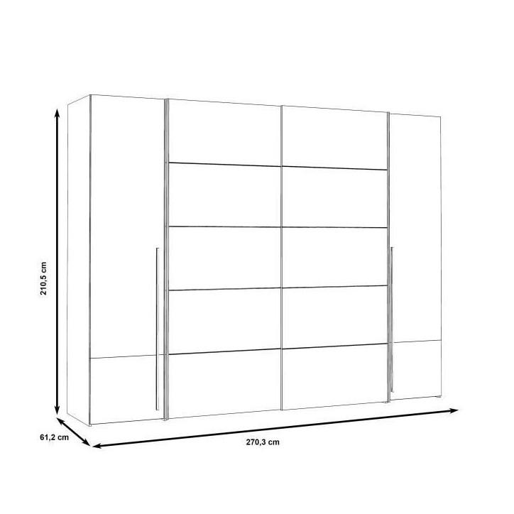 Armoire - Décor chene artisan et béton gris - 2 portes battantes + 2 portes coulissantes - L 270,3 x P 61,2 x H 210 cm - NARAG Armoire - Décor chene artisan et béton gris - 2 portes battantes + 2 portes coulissantes - L 270,3 x P 61,2 x H 210 cm - NARAG