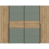 Armoire - Décor Chene et vert Sauge - 2 portes battantes + 2 portes c