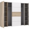 Armoire NARAGO - Décor Chene Sonoma et blanc mat - 2 portes coulissan