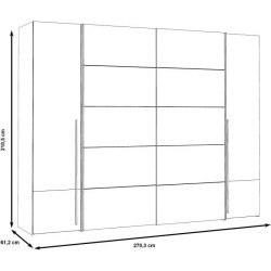 Armoire NARAGO - Décor Chene Sonoma et blanc mat - 2 portes coulissan