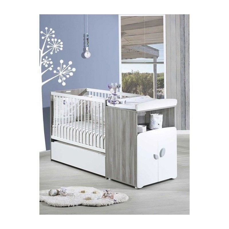 Lit combiné - 120x60cm - Evolutif en 90x190cm - Babyprice Leaf - En b Lit combiné - 120x60cm - Evolutif en 90x190cm - Babyprice Leaf - En b