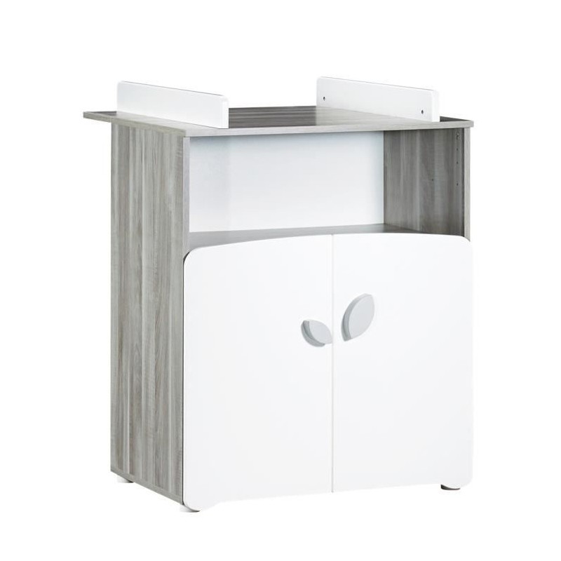 Commode bébé LEAF - 2 portes et 1 niche - 2 portes - Blanc - 76 x 97 Commode bébé LEAF - 2 portes et 1 niche - 2 portes - Blanc - 76 x 97