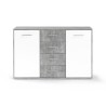 Buffet bas PILVI - 2 portes et 4 tiroirs - Blanc et béton clair - L 1