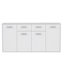 Buffet bas PILVI - 4 portes et 2 tiroirs - Blanc mat - L 162,3 x P 34,