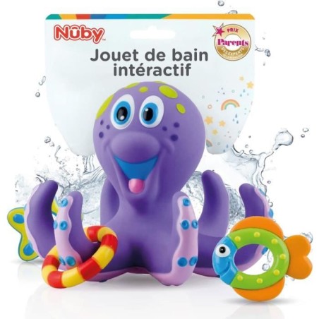 Jouet de bain - NUBY - Pieuvre intéractive flottante - Anneaux de bai