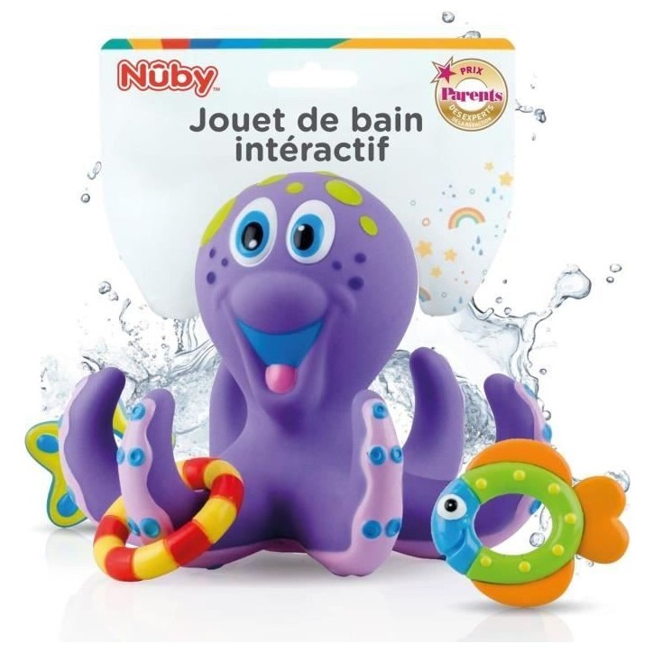 Jouet de bain - NUBY - Pieuvre intéractive flottante - Anneaux de bain - Violet Jouet de bain - NUBY - Pieuvre intéractive flottante - Anneaux de bain - Violet