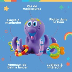 Jouet de bain - NUBY - Pieuvre intéractive flottante - Anneaux de bai