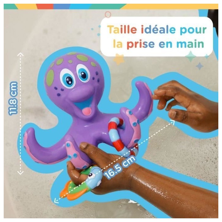 Jouet de bain - NUBY - Pieuvre intéractive flottante - Anneaux de bain - Violet Jouet de bain - NUBY - Pieuvre intéractive flottante - Anneaux de bain - Violet