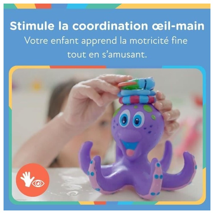 Jouet de bain - NUBY - Pieuvre intéractive flottante - Anneaux de bain - Violet Jouet de bain - NUBY - Pieuvre intéractive flottante - Anneaux de bain - Violet