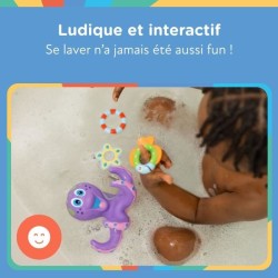Jouet de bain - NUBY - Pieuvre intéractive flottante - Anneaux de bai