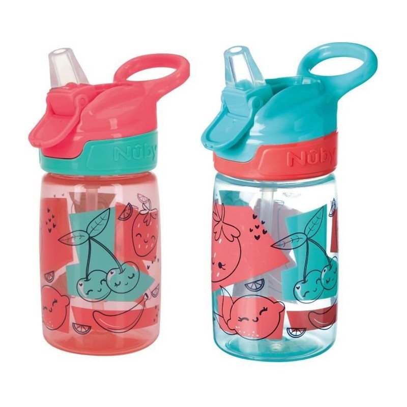 Lot de 2 gourdes - NUBY - Incredible Gulp - 360 ml - Fraises