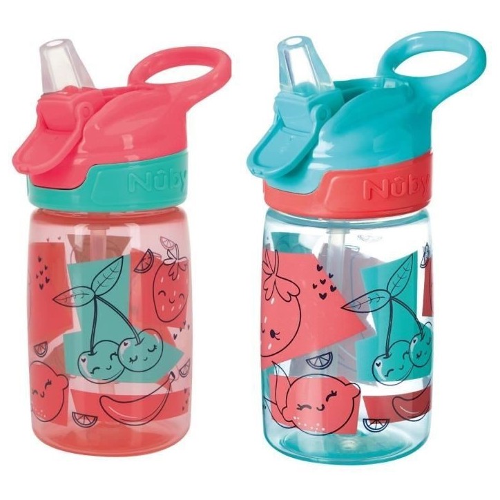 Lot de 2 gourdes - NUBY - Incredible Gulp - 360 ml - Fraises Lot de 2 gourdes - NUBY - Incredible Gulp - 360 ml - Fraises