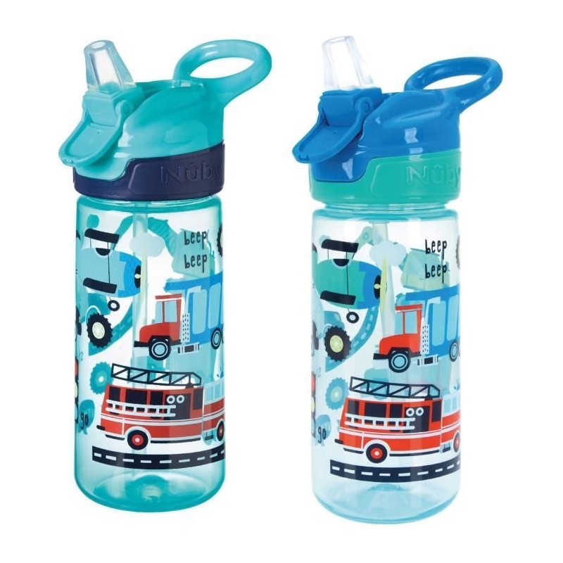 Lot de 2 gourdes - NUBY - Super Quench - 540 ml - Bleu Lot de 2 gourdes - NUBY - Super Quench - 540 ml - Bleu