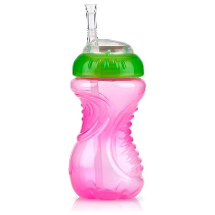 Lot de 3 tasses anti-fuite - NUBY - Paille flexible - Fille