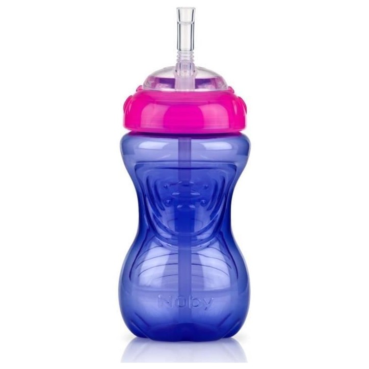 Lot de 3 tasses anti-fuite - NUBY - Paille flexible - Fille