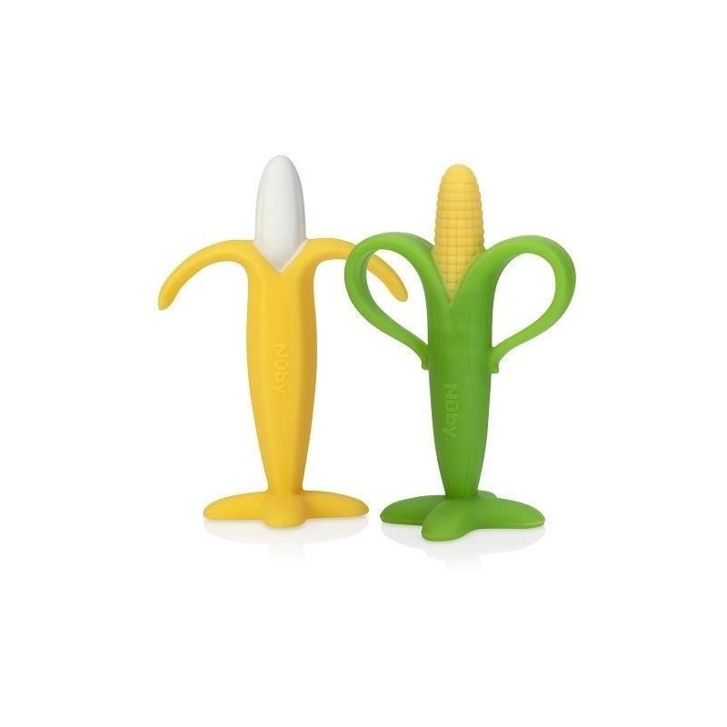 Lots de 2 anneaux de dentition - NUBY - Banane et Mais - Silicone - De