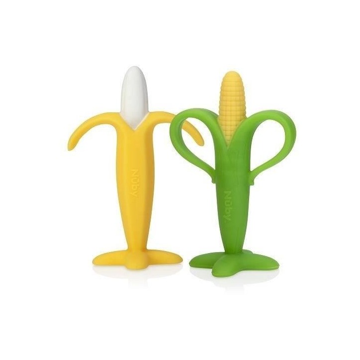 Lots de 2 anneaux de dentition - NUBY - Banane et Mais - Silicone - Des 3 mois Lots de 2 anneaux de dentition - NUBY - Banane et Mais - Silicone - Des 3 mois