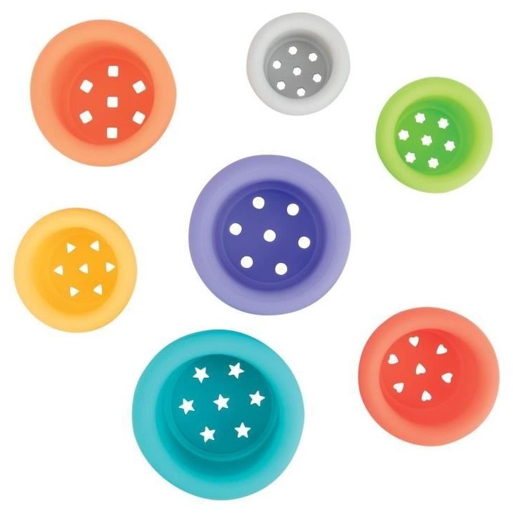 Gobelets de bain empilables - NUBY - Silicone - 5 couleurs - 5 formes Gobelets de bain empilables - NUBY - Silicone - 5 couleurs - 5 formes