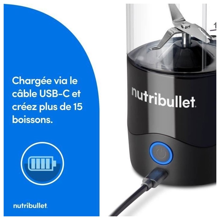 Blender portable - NUTRIBULLET - NBP003B - 100 W - 475 ml - Sans BPA - Noir Blender portable - NUTRIBULLET - NBP003B - 100 W - 475 ml - Sans BPA - Noir