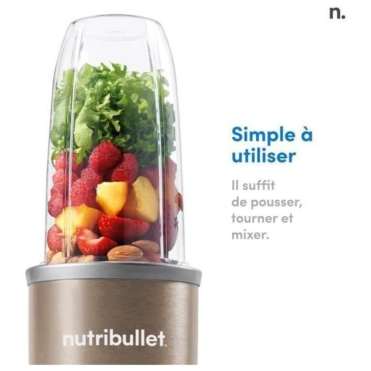 Blender personnel - NUTRIBULLET - NB907CP - 900W - 2 tasses + 2 couvercles + anneau - Doré Blender personnel - NUTRIBULLET - NB907CP - 900W - 2 tasses + 2 couvercles + anneau - Doré
