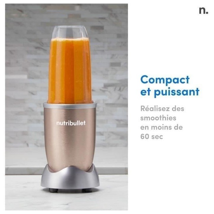 Blender personnel - NUTRIBULLET - NB907CP - 900W - 2 tasses + 2 couvercles + anneau - Doré Blender personnel - NUTRIBULLET - NB907CP - 900W - 2 tasses + 2 couvercles + anneau - Doré